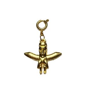 Diamonds Intl Native American Totem Pole‎ Charm Gold Tone Spring Ring J-10D